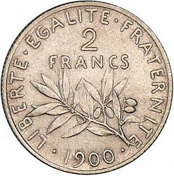Large Reverse for 2 Francs 1900 coin
