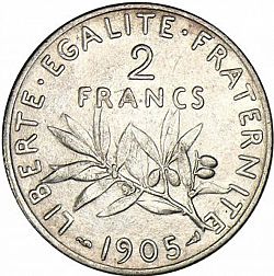 Large Reverse for 2 Francs 1905 coin