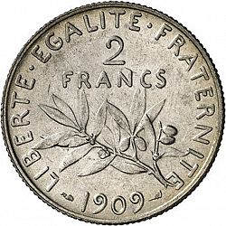 Large Reverse for 2 Francs 1909 coin