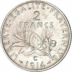 Large Reverse for 2 Francs 1914 coin