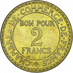 Large Reverse for 2 Francs 1923 coin