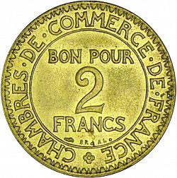 Large Reverse for 2 Francs 1926 coin