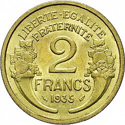 Large Reverse for 2 Francs 1935 coin