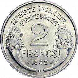 Large Reverse for 2 Francs 1949 coin