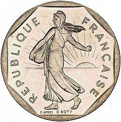 Large Obverse for 2 Francs 1991 coin