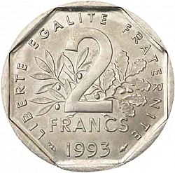 Large Reverse for 2 Francs 1993 coin