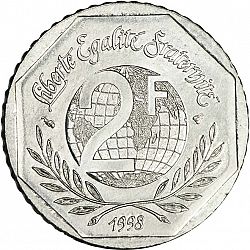 Large Reverse for 2 Francs 1998 coin