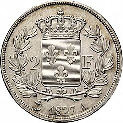 Large Reverse for 2 Francs 1827 coin