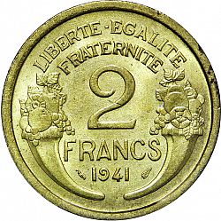 Large Reverse for 2 Francs 1941 coin