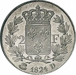 Large Reverse for 2 Francs 1824 coin