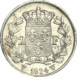 Large Reverse for 2 Francs 1824 coin
