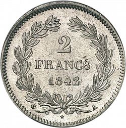 Large Reverse for 2 Francs 1842 coin