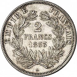Large Reverse for 2 Francs 1853 coin