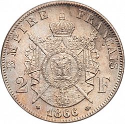 Large Reverse for 2 Francs 1866 coin