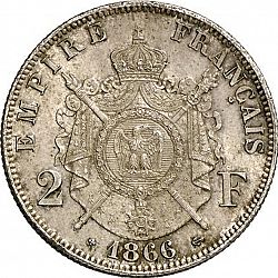Large Reverse for 2 Francs 1866 coin