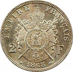 Large Reverse for 2 Francs 1868 coin