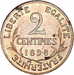 Large Reverse for 2 Centimes 1898 coin