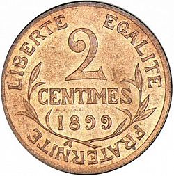 Large Reverse for 2 Centimes 1899 coin