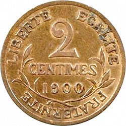 Large Reverse for 2 Centimes 1900 coin