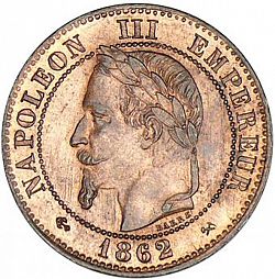 Large Obverse for 2 Centimes 1862 coin