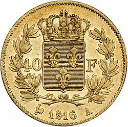 Large Reverse for 40 Francs 1816 coin