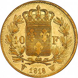 Large Reverse for 40 Francs 1818 coin