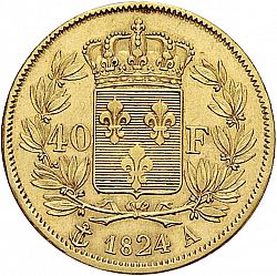 Large Reverse for 40 Francs 1824 coin