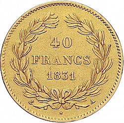 Large Reverse for 40 Francs 1831 coin