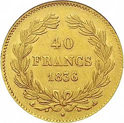 Large Reverse for 40 Francs 1836 coin