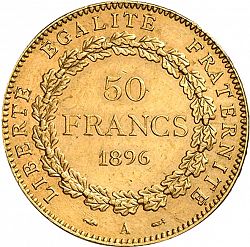 Large Reverse for 50 Francs 1896 coin
