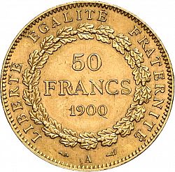 Large Reverse for 50 Francs 1900 coin