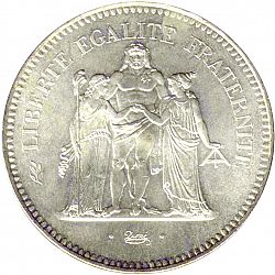 Large Obverse for 50 Francs 1975 coin