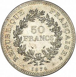 Large Reverse for 50 Francs 1974 coin