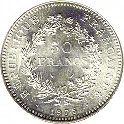 Large Reverse for 50 Francs 1975 coin