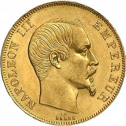 Large Obverse for 50 Francs 1858 coin