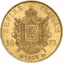 Large Reverse for 50 Francs 1855 coin