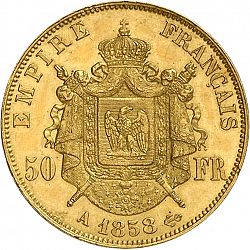 Large Reverse for 50 Francs 1858 coin