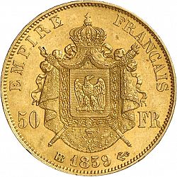 Large Reverse for 50 Francs 1859 coin