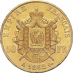 Large Reverse for 50 Francs 1862 coin