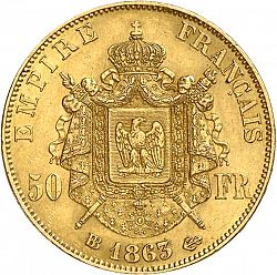 Large Reverse for 50 Francs 1863 coin