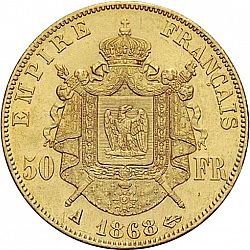 Large Reverse for 50 Francs 1868 coin