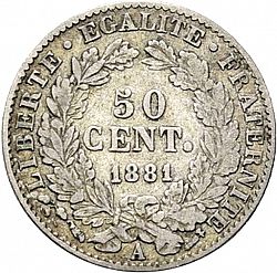 Large Reverse for 50 Centimes 1881 coin