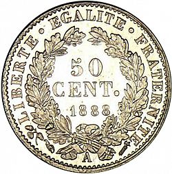 Large Reverse for 50 Centimes 1888 coin