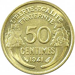 Large Reverse for 50 Centimes 1941 coin