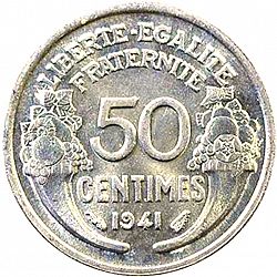 Large Reverse for 50 Centimes 1941 coin