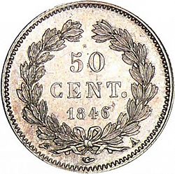 Large Reverse for 50 Centimes 1846 coin