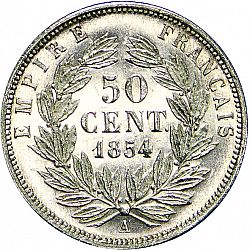 Large Reverse for 50 Centimes 1854 coin