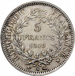 Large Reverse for 5 Francs 1849 coin