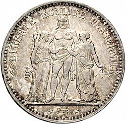 Large Obverse for 5 Francs 1876 coin