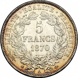 Large Reverse for 5 Francs 1870 coin